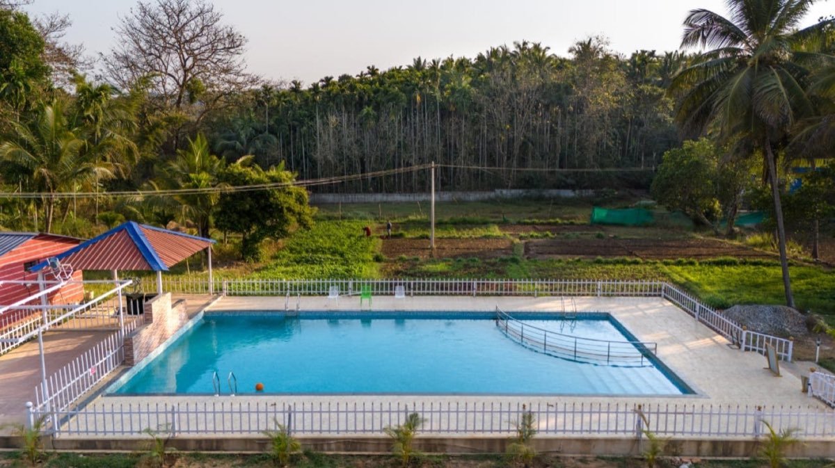 Infinity pool over the forest at Eco Green Dandeli